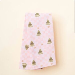 NEW Pink Checkered Towel with Christmas Trees